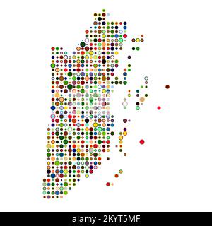 Belize Map Silhouette Pixelated generative pattern illustration Stock ...