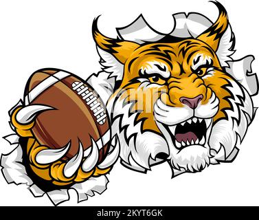 Wildcat Bobcat American Football Sport Team Mascot Stock Vector