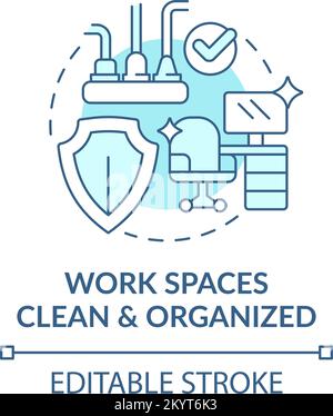 Clean and organized work spaces turquoise concept icon Stock Vector