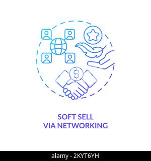 Soft sell via networking blue gradient concept icon Stock Vector