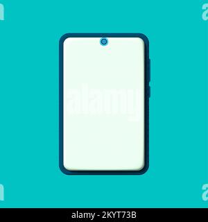 3d smartphone with empty screen for mockup mobile concept. Showcase 3d display minimal scene with device phone. 3D mobile phone isolated on pastel blu Stock Photo