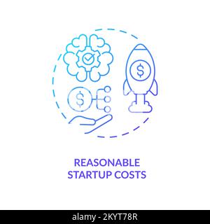 Reasonable startup costs blue gradient concept icon Stock Vector