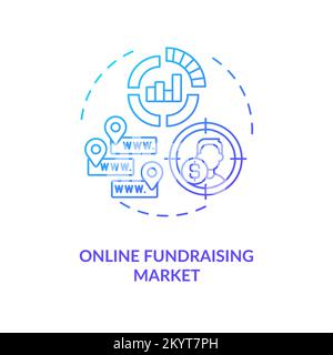 Online fundraising market blue gradient concept icon Stock Vector