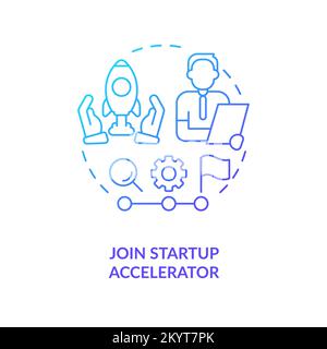 Join startup accelerator blue gradient concept icon Stock Vector