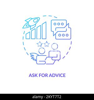 Ask for advice blue gradient concept icon Stock Vector