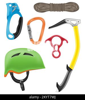climbing equipment set vector illustration isolated on white background Stock Vector