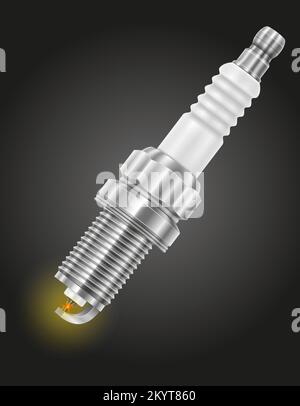 automotive spark plug vector illustration isolated on black background Stock Vector