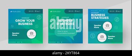 Business webinar social media post template. Background and illustration for social media banner design in vector.  Stock Vector