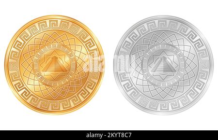 mayan ancient coin vector illustration isolated on white background Stock Vector