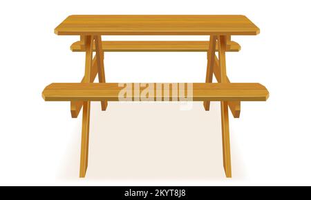 benches with a picnic table in the garden or park vector illustration isolated on white background Stock Photo