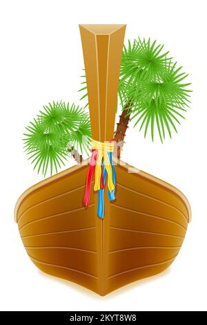 traditional thai wooden boat vector illustration isolated on white background Stock Vector