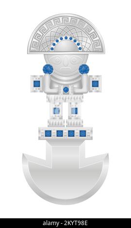 mayan ancient amulet talisman vector illustration isolated on white background Stock Vector