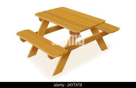 benches with a picnic table in the garden or park vector illustration isolated on white background Stock Vector