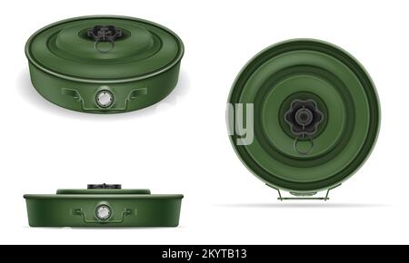 panzer tank military mine vector illustration isolated on white background Stock Vector