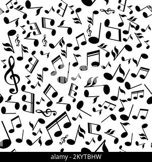 Musical Notes Seamless Pattern on White Background Stock Vector