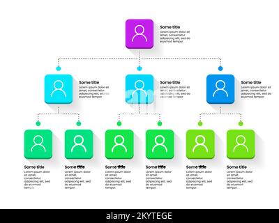 Infographic template. Business hierarchy with people icons and text. Vector illustration Stock Vector