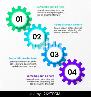 Infographic template with 4 options or steps. Gears. Can be used for workflow layout, diagram, banner, webdesign. Vector illustration Stock Vector