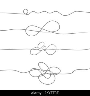 Abstract tangled texture. Random chaotic lines. Hand drawn object from the beginning and the end. Vector illustration. Stock Vector