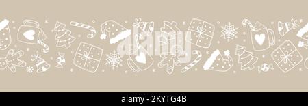 Beautiful christmas doodles seamless pattern - hand drawn and detailed, great for christmas textiles, banners, wrappers, wallpapers - vector surface d Stock Vector