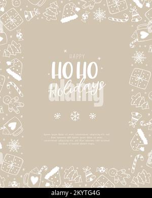 Beautiful christmas doodles template - hand drawn and detailed, great for christmas cards, invitations - vector surface design Stock Vector