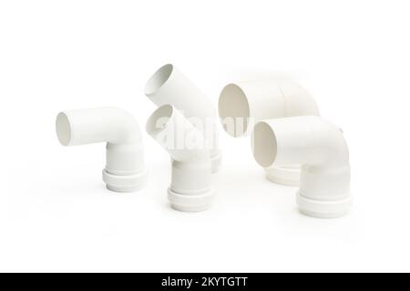 Pvc Curve Types set of plumbing pipe connectors on dark background Stock Photo - Alamy