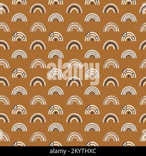 Seamless pattern with hand drawn boho rainbow Stock Vector