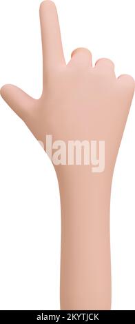 3D cartoon human hand with pointing up finger gesture. Touch or click icon. Alternate pointer to select the correct target. Realistic vector Stock Vector