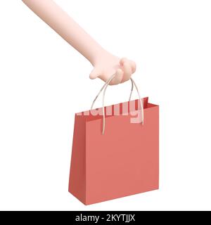 Hand holding a red paper shopping bag. Vector Illustration Stock Vector