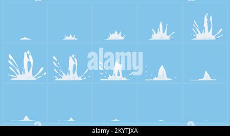 Animation sprite sheet of milk splashes isolated on blue background ...