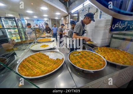 Shop selling Jordanian sweets in Amman Jordan Stock Photo