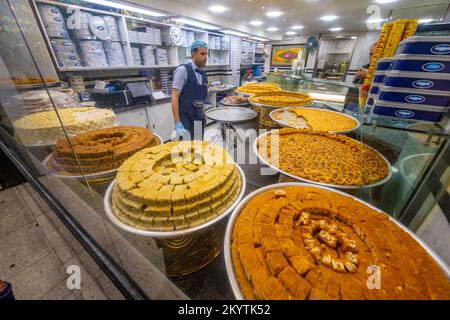 Shop selling Jordanian sweets in Amman Jordan Stock Photo