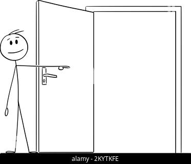 Cartoon Drawing of Inviting Open Door Stock Vector Image & Art - Alamy