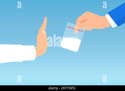 No drugs concept. Vector of a person rejecting drugs offer. Stock Vector