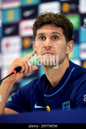 England's John Stones during a press conference at the Al Wakrah Sports Complex, Al Wakrah, Qatar. Picture date: Friday December 2, 2022. Stock Photo