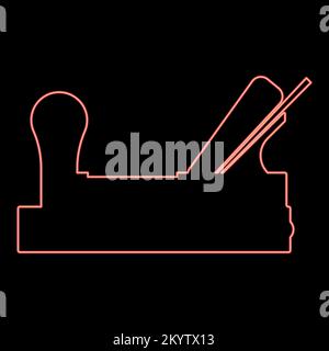 Neon jointer plane with wood iconred color vector illustration image flat style light Stock Vector