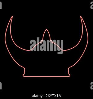 Neon viking helmet iconred color vector illustration image flat style light Stock Vector