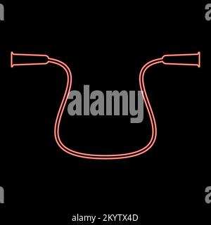 Neon jump rope for workout skipping rope for sports fitness iconred color vector illustration image flat style light Stock Vector
