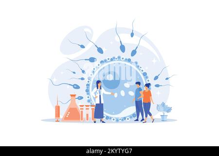 Doctor working on infertility treatment for couple. Negative pregnancy test. Infertility, female infertility causes, sterility medical treatment conce Stock Vector