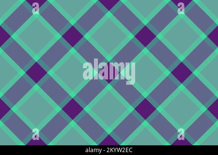 Plaid fabric check. Vector seamless pattern. Texture background tartan textile in turquoise and green colors. Stock Vector