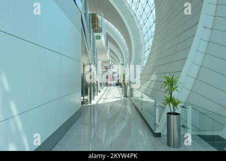 DUBAI, UAE - NOVEMBER 16, 2015: interior of Dubai Airport. Dubai International Airport is the world's busiest airport by international passenger traff Stock Photo