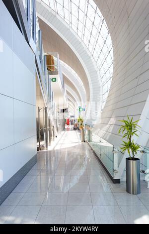 DUBAI, UAE - NOVEMBER 16, 2015: interior of Dubai Airport. Dubai International Airport is the world's busiest airport by international passenger traff Stock Photo