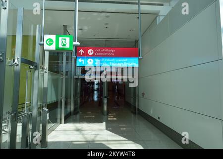 DUBAI, UAE - NOVEMBER 16, 2015: interior of Dubai Airport. Dubai International Airport is the world's busiest airport by international passenger traff Stock Photo