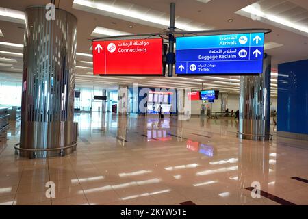 DUBAI, UAE - NOVEMBER 16, 2015: interior of Dubai Airport. Dubai International Airport is the world's busiest airport by international passenger traff Stock Photo