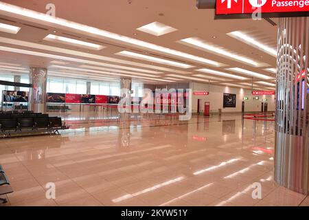 DUBAI, UAE - NOVEMBER 16, 2015: interior of Dubai Airport. Dubai International Airport is the world's busiest airport by international passenger traff Stock Photo