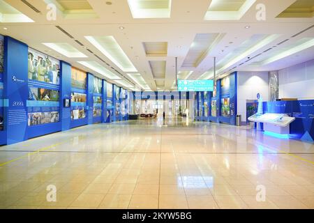 DUBAI, UAE - NOVEMBER 16, 2015: interior of Dubai Airport. Dubai International Airport is the world's busiest airport by international passenger traff Stock Photo