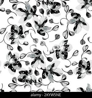 Modern big floral vector seamless pattern. Background isolated. Digital drawn illustration. Can be used as textile fabric or wallpaper, cards, invitat Stock Vector