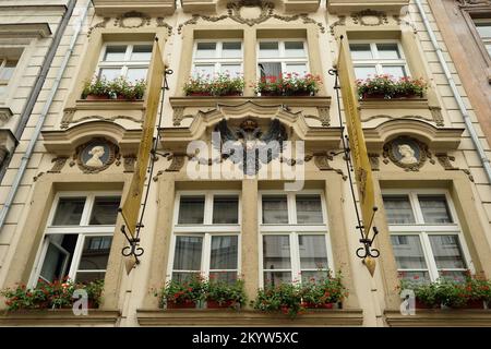 PRAGUE, CZECH REPUBLIC - AUGUST 18, 2015: Prague architecture. Prague is the capital and largest city of the Czech Republic. It is the 15th largest ci Stock Photo