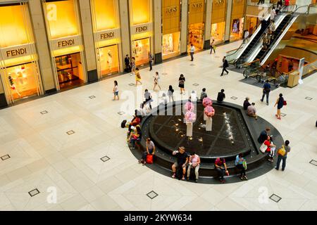 HONG KONG - MAY 06, 2015: interior of the Landmark shopping mall. The Landmark, also known as 'Central', is one of the oldest and most prominent shopp Stock Photo