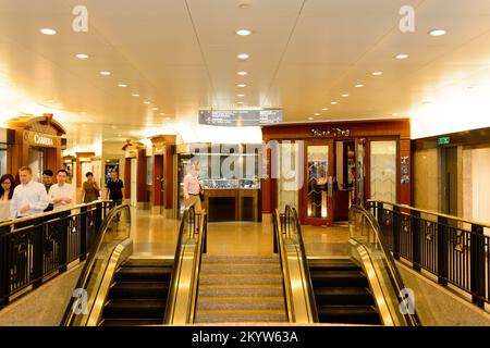 HONG KONG - MAY 06, 2015: interior of the shopping mall. Hong Kong shopping malls are some of the biggest and most impressive in the world Stock Photo