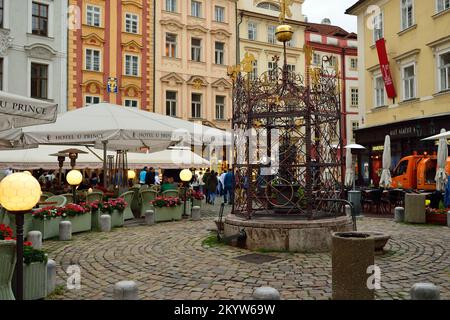 PRAGUE, CZECH REPUBLIC - AUGUST 18, 2015: streets of Prague. Prague is the capital and largest city of the Czech Republic. It is the 15th largest city Stock Photo